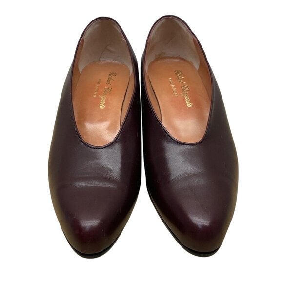 Robert Clergerie Burgundy Leather Habana Square-Toe Block Heel Shoes Sz 5.5B-New - Picture 2 of 9